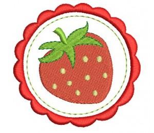 Stickdatei - Erdbeer Button